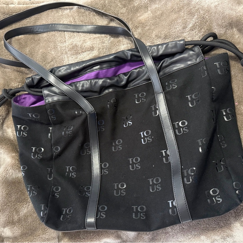 Tous Black and Purple Logo Tote